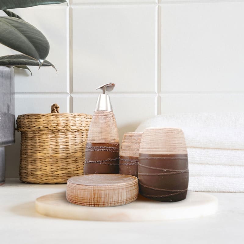 Beige and Brown: Ceramic Bathroom Set